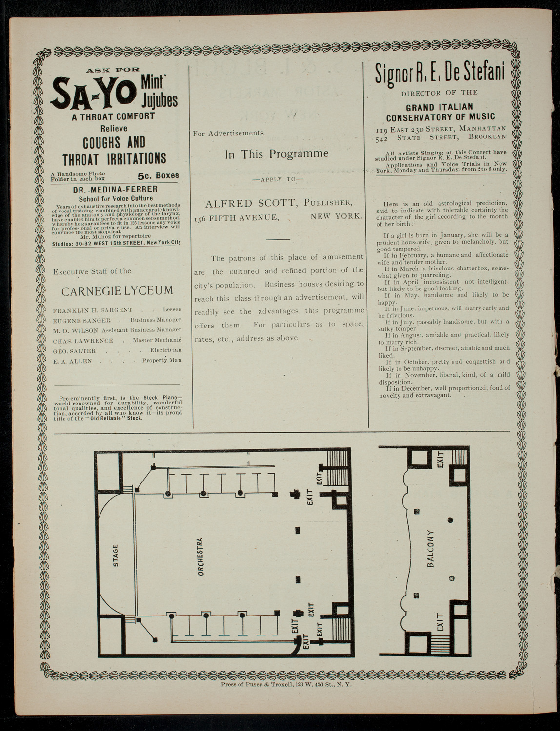 Concert by Mr. M. B. De Bor, October 24, 1900, program page 4