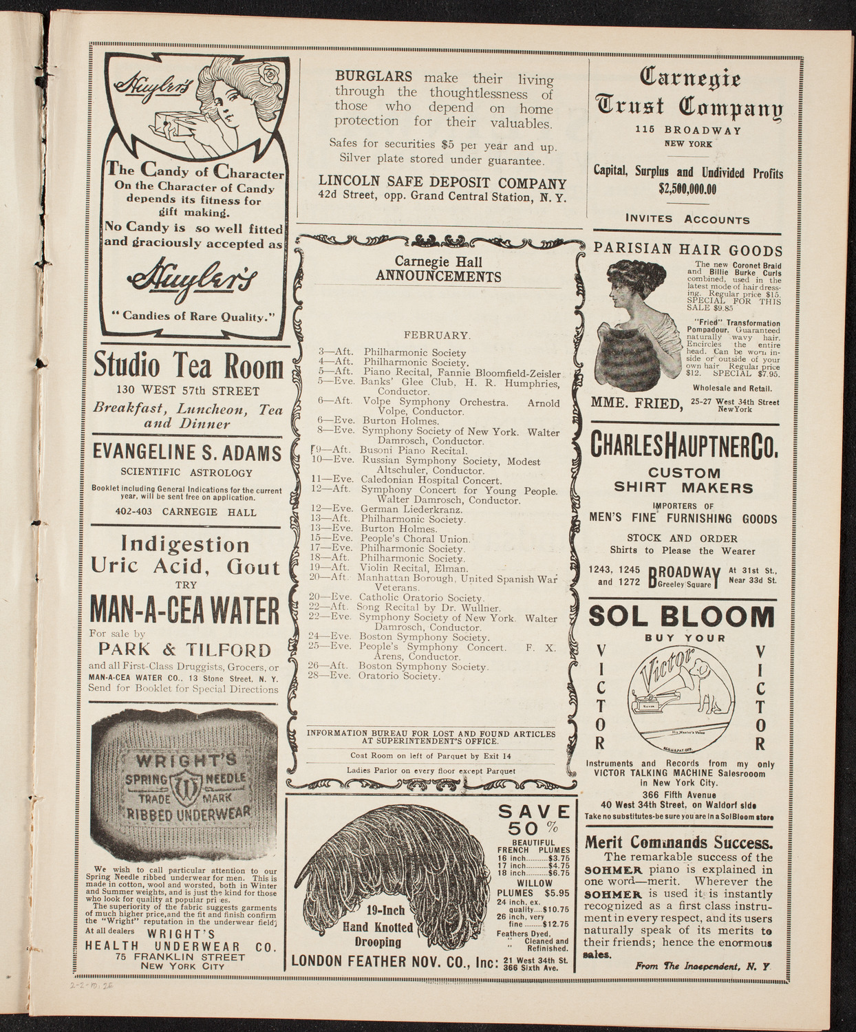 Golden Jubliee of The Paulist Fathers, February 2, 1910, program page 3