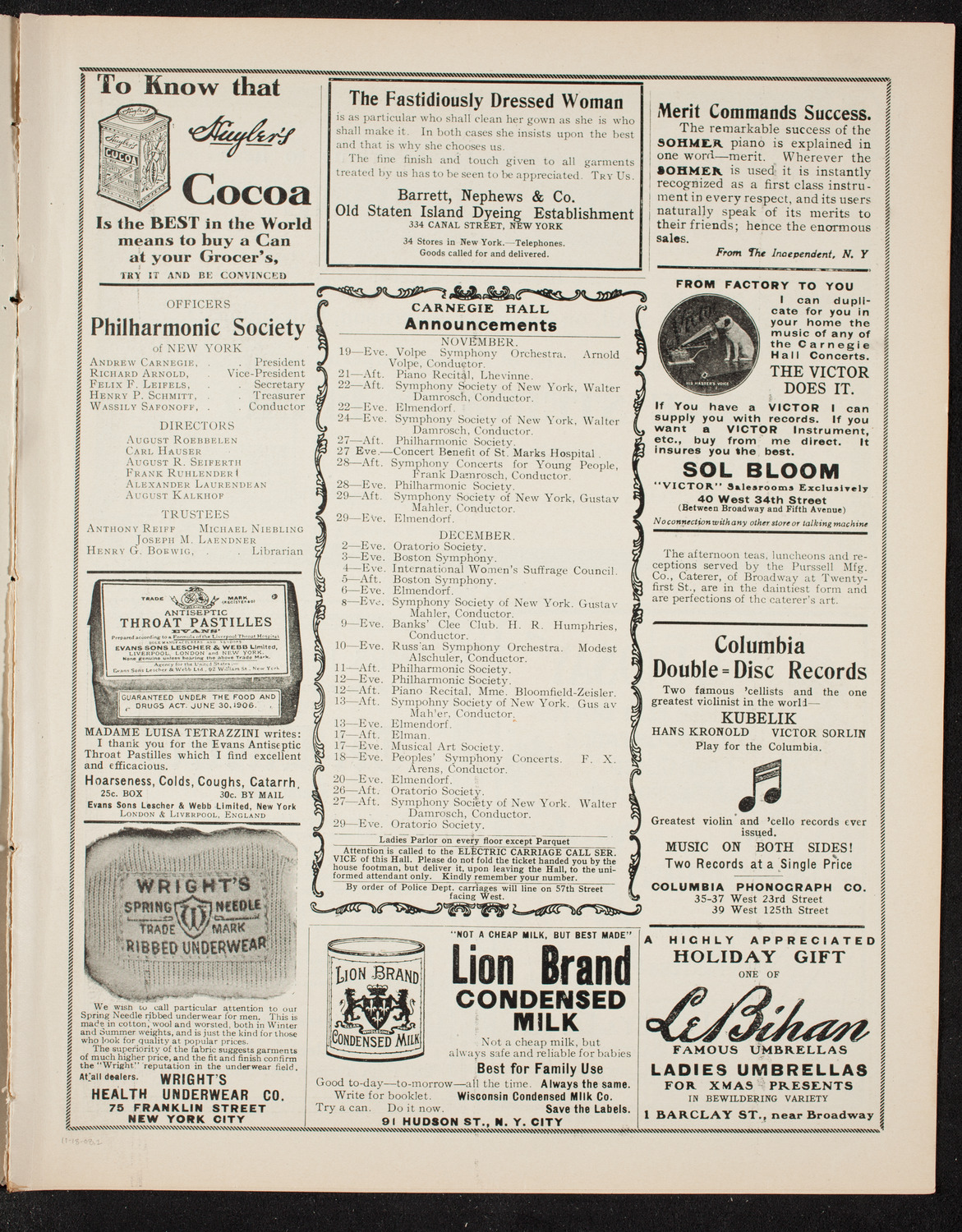 Isadora Duncan, Dancer, with the New York Symphony Orchestra, November 18, 1908, program page 3