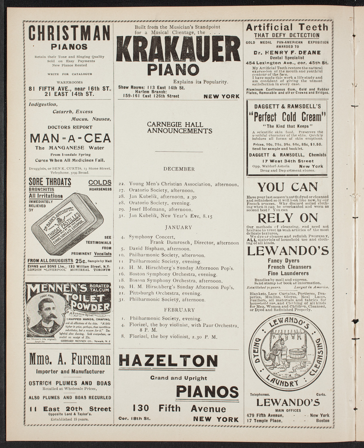 New York Philharmonic, December 21, 1901, program page 2