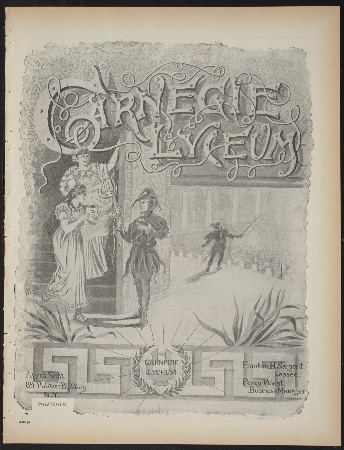 Lecture Series: Sociology in its Practical Aspects, February 24, 1897, program page 1