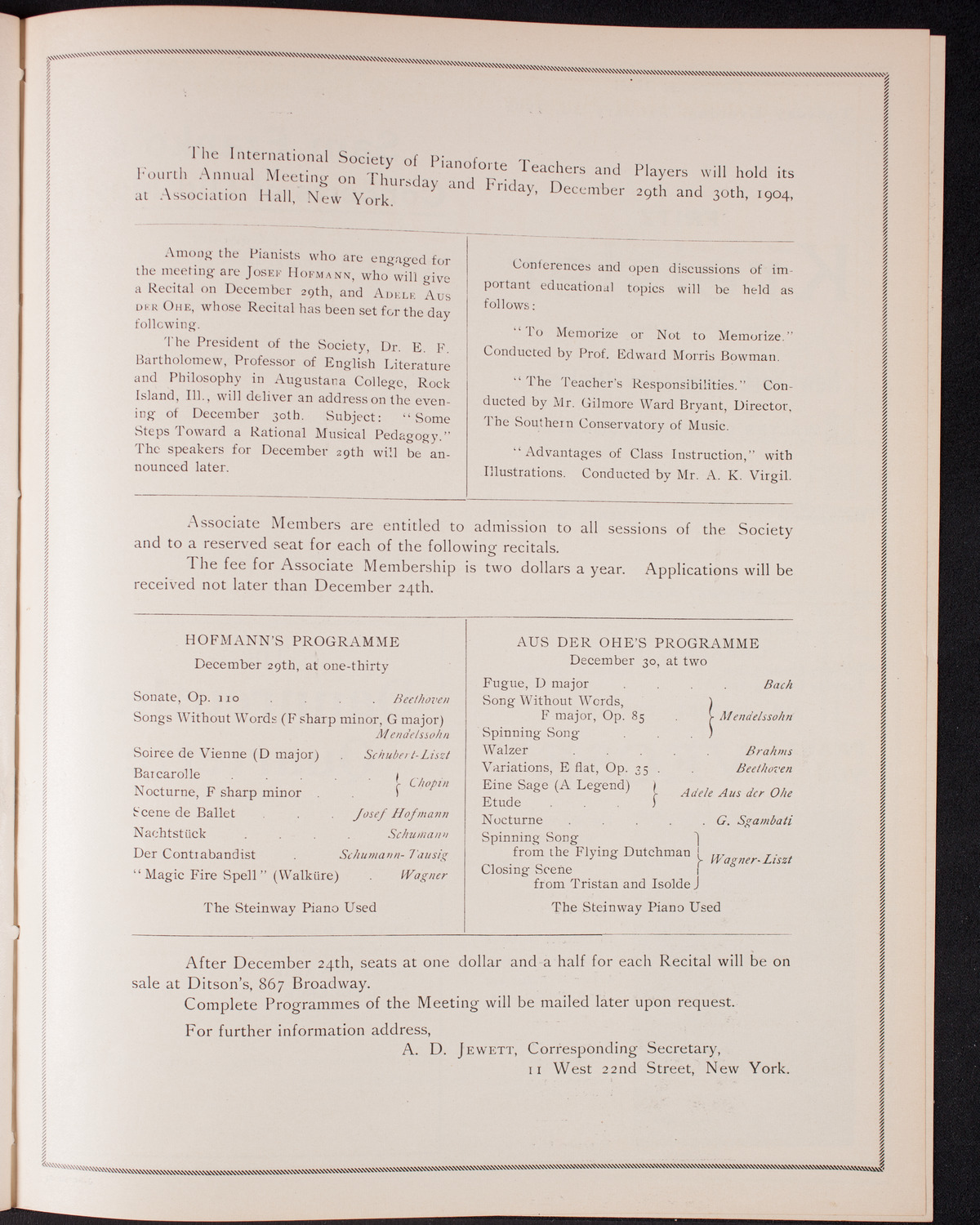 New York Philharmonic, December 16, 1904, program page 11