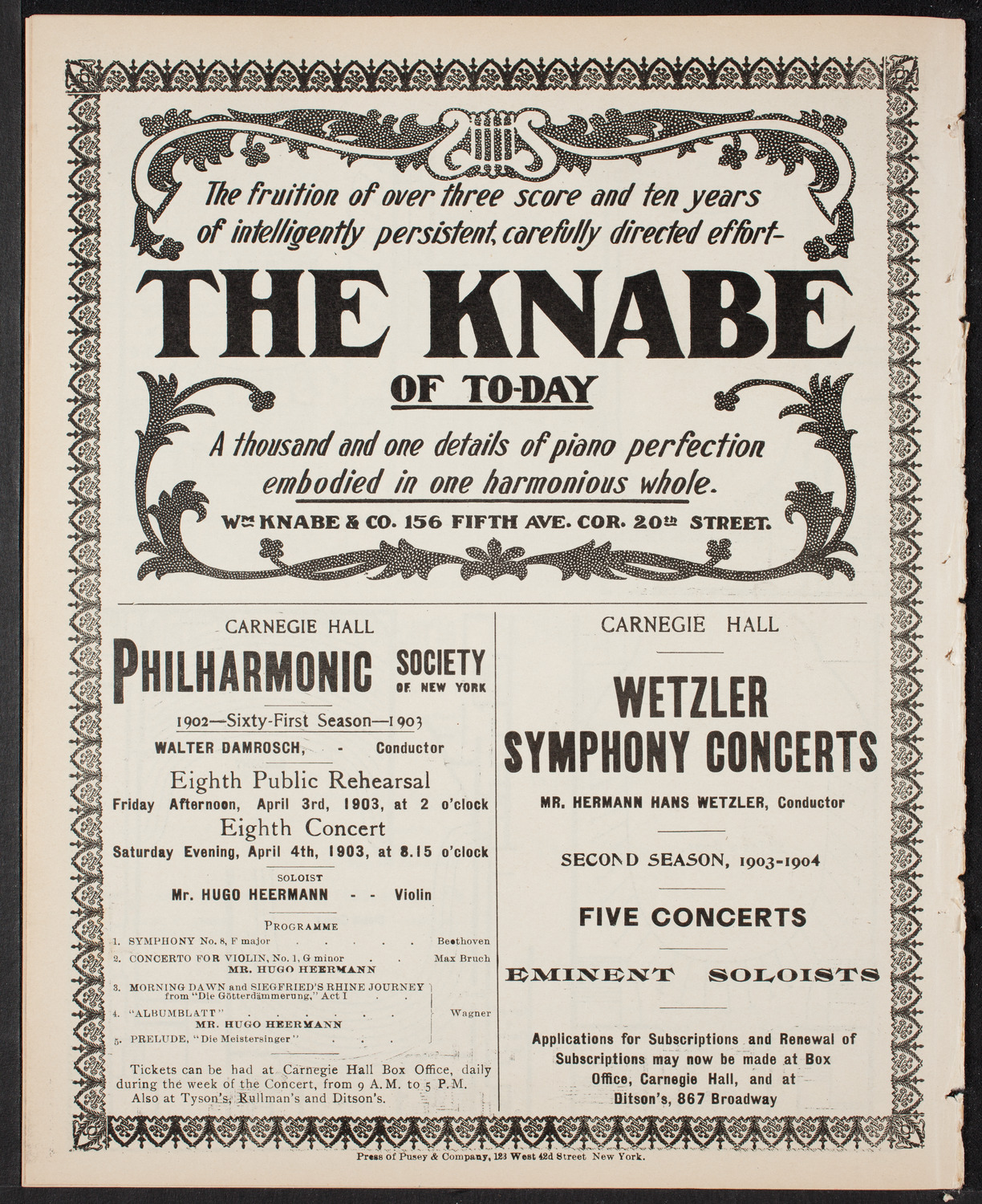 New York Philharmonic, March 14, 1903, program page 12