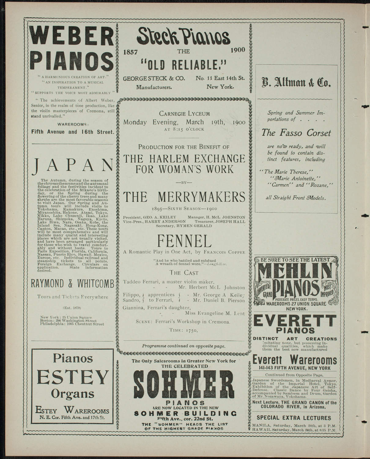 The Merrymakers Dramatic Club, March 19, 1900, program page 2