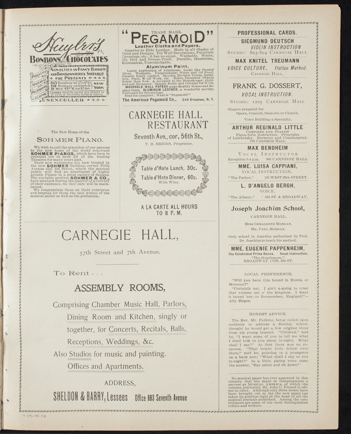 Moriz Rosenthal, Piano, October 29, 1898, program page 7