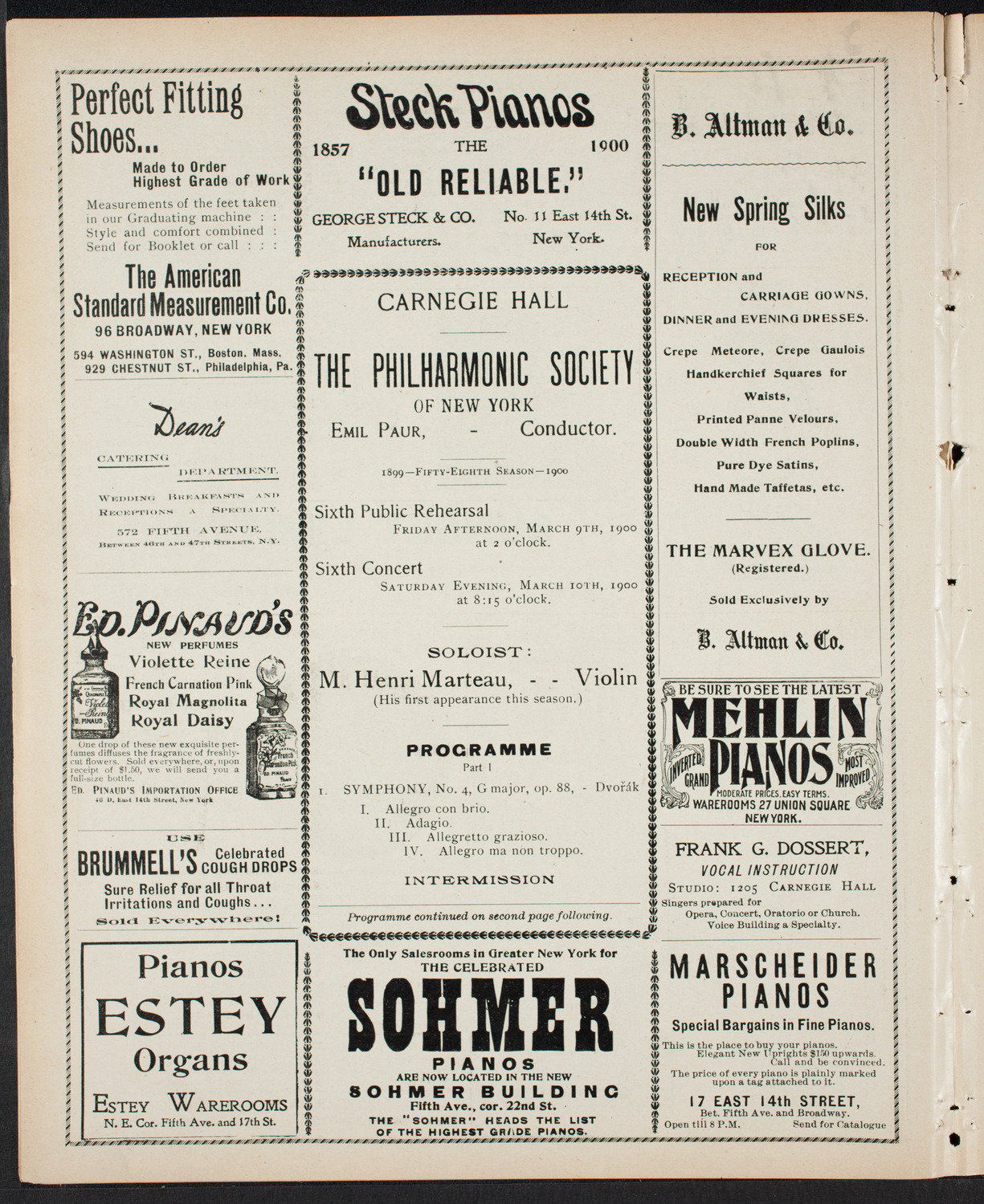 New York Philharmonic, March 9, 1900, program page 4