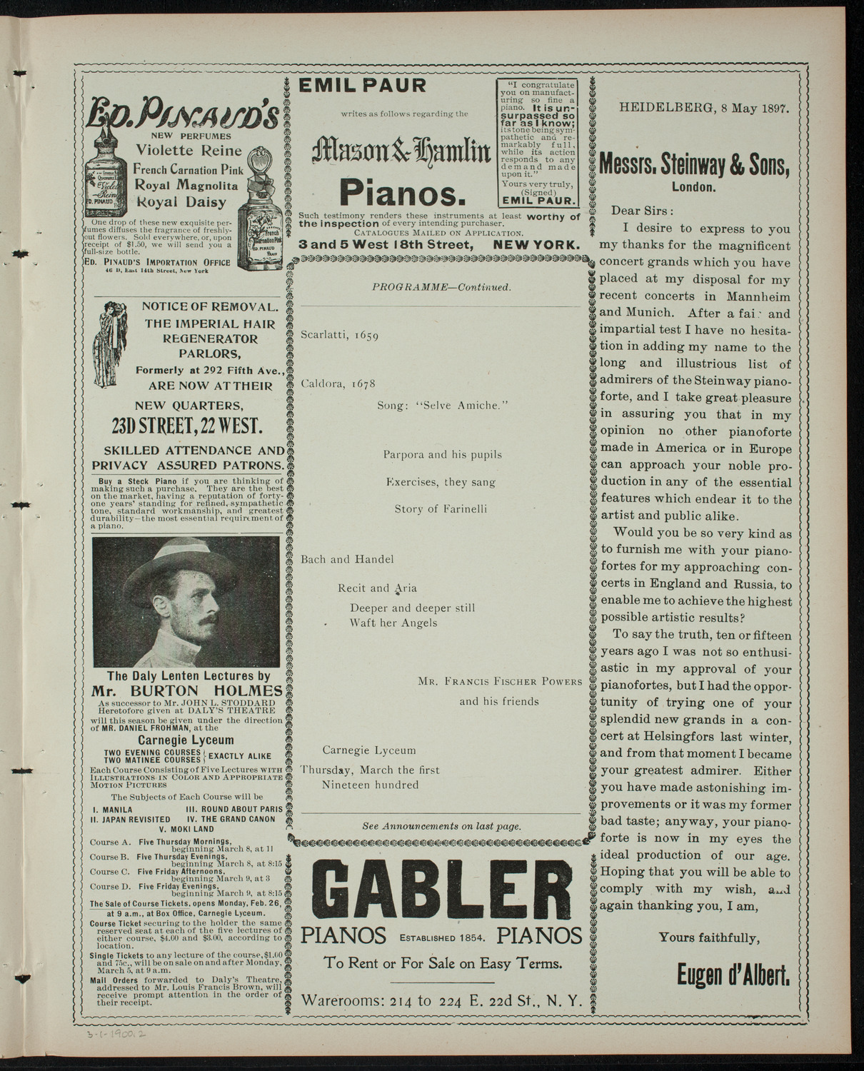 Francis Fischer Powers: An Afternoon with Mr. William Shakespeare of London, March 1, 1900, program page 3