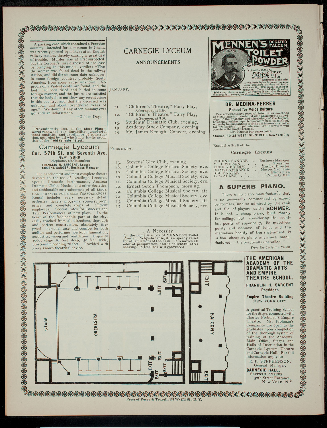 The Children's Theatre, January 10, 1901, program page 4