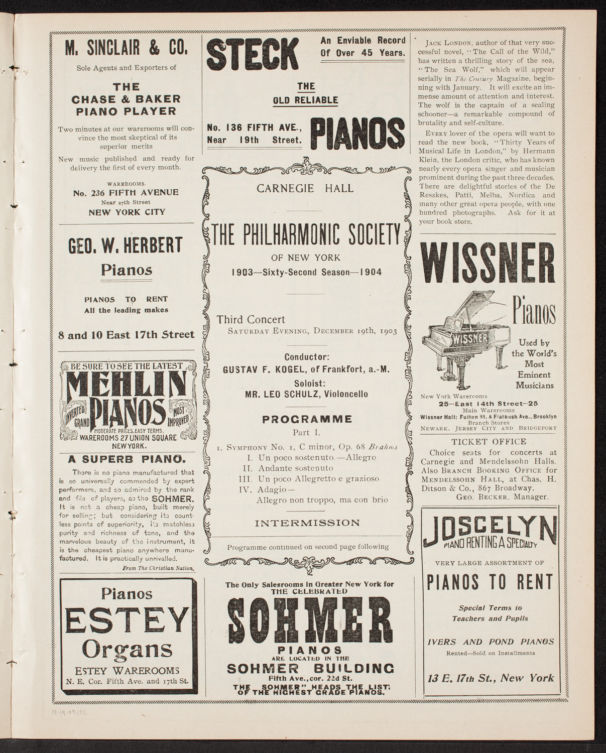 New York Philharmonic, December 19, 1903, program page 5