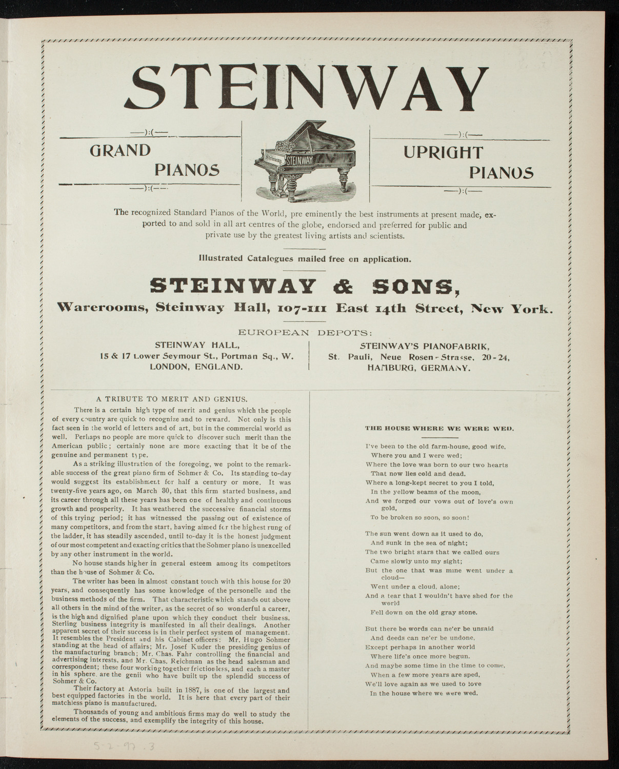 People's Choral Union and Singing Classes, May 2, 1897, program page 5