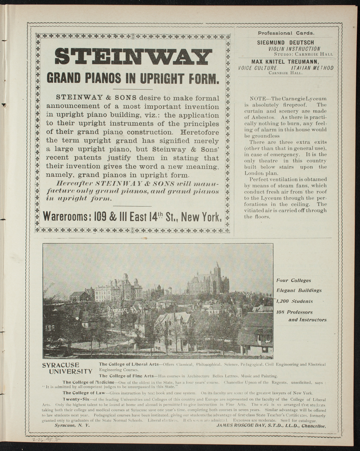 Comparative Literature Society Saturday Morning Conference, February 26, 1898, program page 5