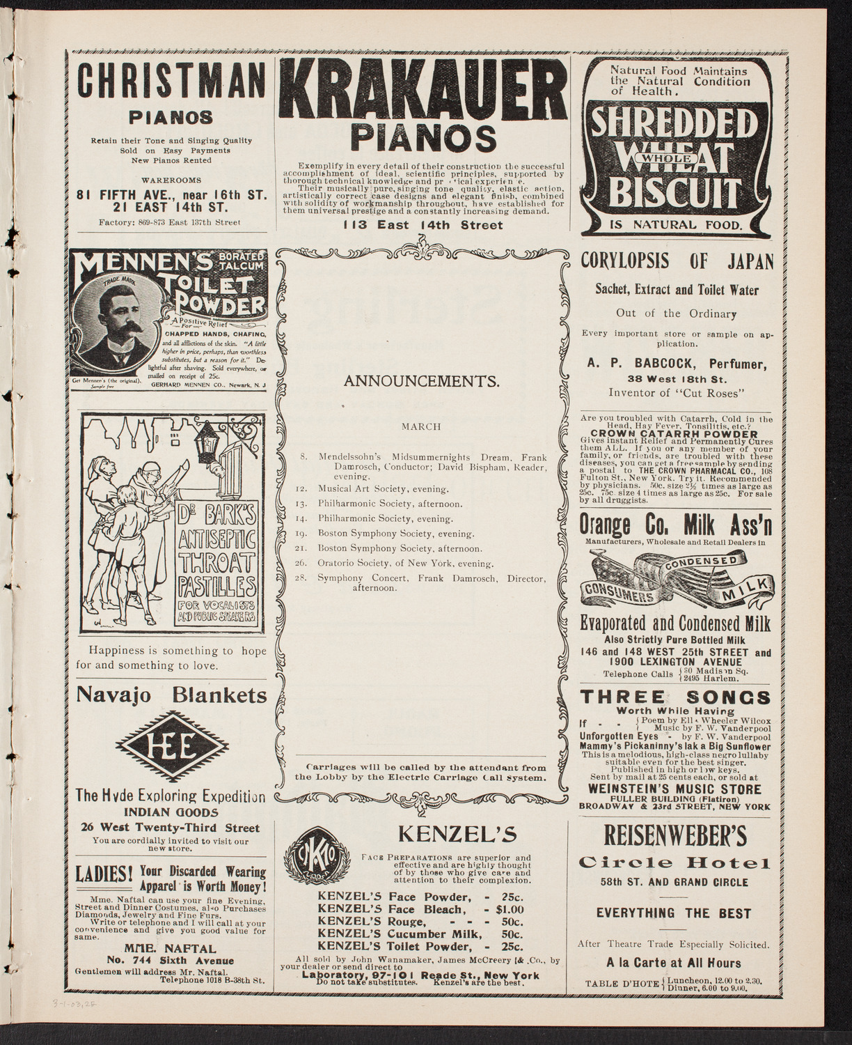 Grand Popular Concert, March 1, 1903, program page 3