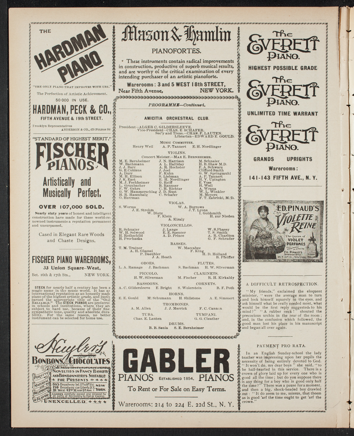 Amicitia Orchestral Concert, April 14, 1899, program page 6