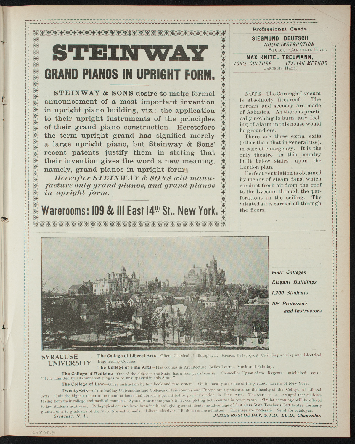 Amateur Comedy Club, February 18, 1898, program page 5