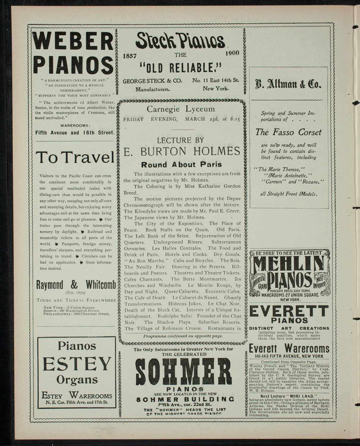 Burton Holmes Travelogue: Round About Paris, March 23, 1900, program page 2