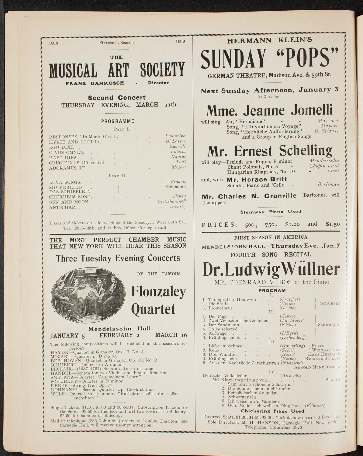 Oratorio Society of New York, December 29, 1908, program page 10