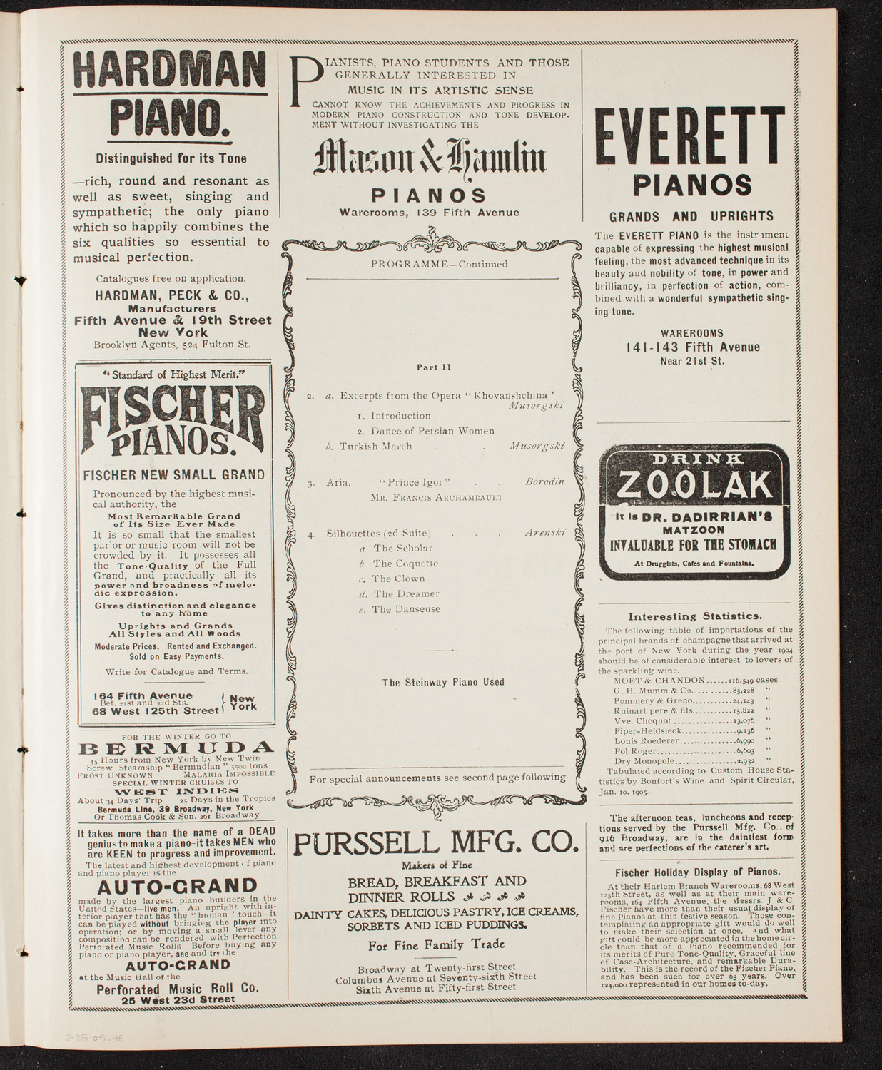 Russian Symphony Society of New York, February 25, 1905, program page 7