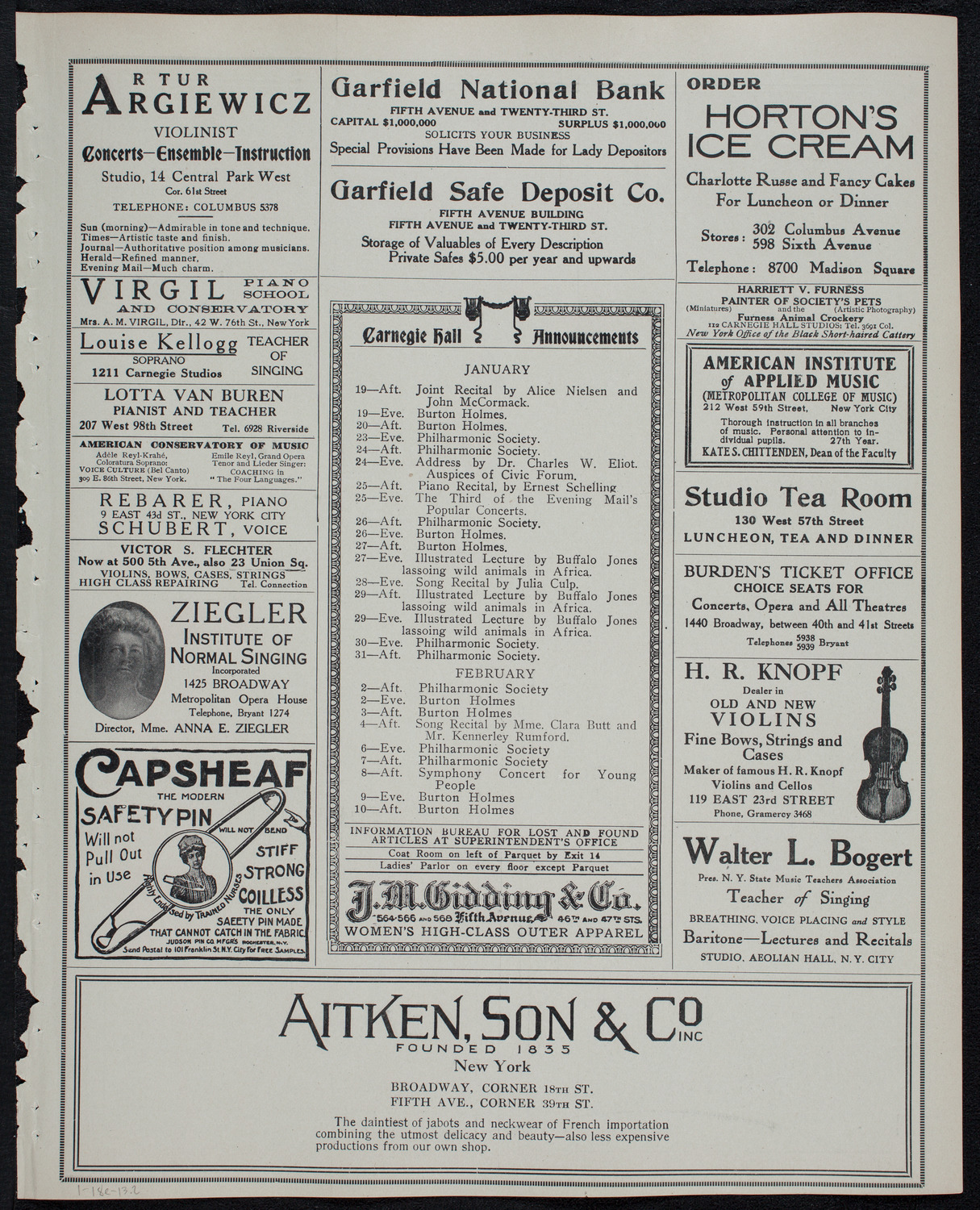 Russian Symphony Society of New York, January 18, 1913, program page 3