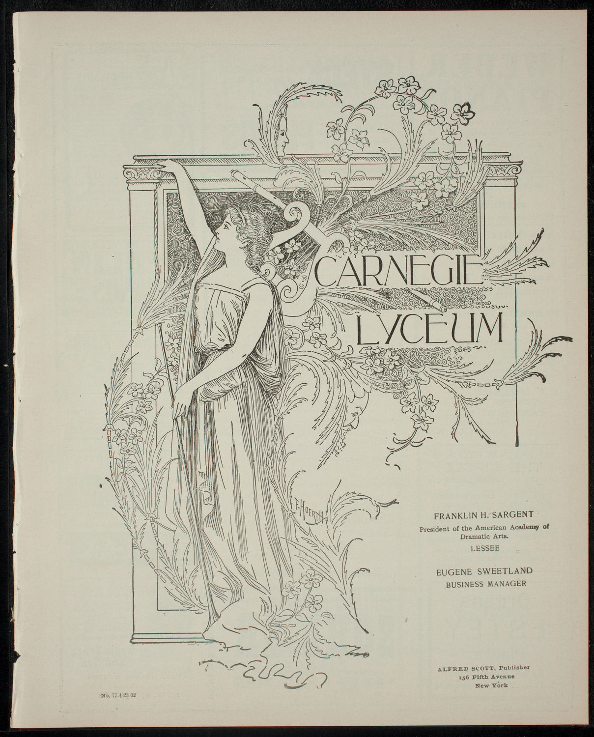 Benefit Performance for The Church of the Holy Apostle, April 23, 1902, program page 1