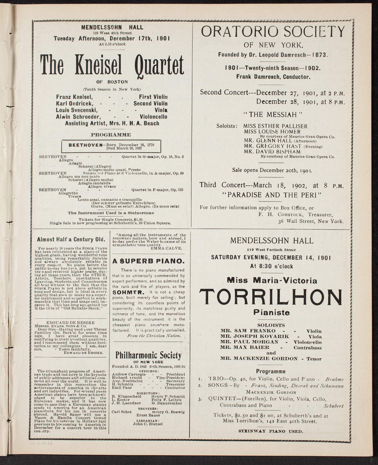 New York Philharmonic, December 7, 1901, program page 5