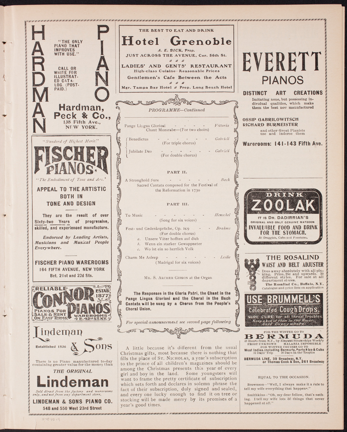 Musical Art Society of New York, December 18, 1902, program page 7