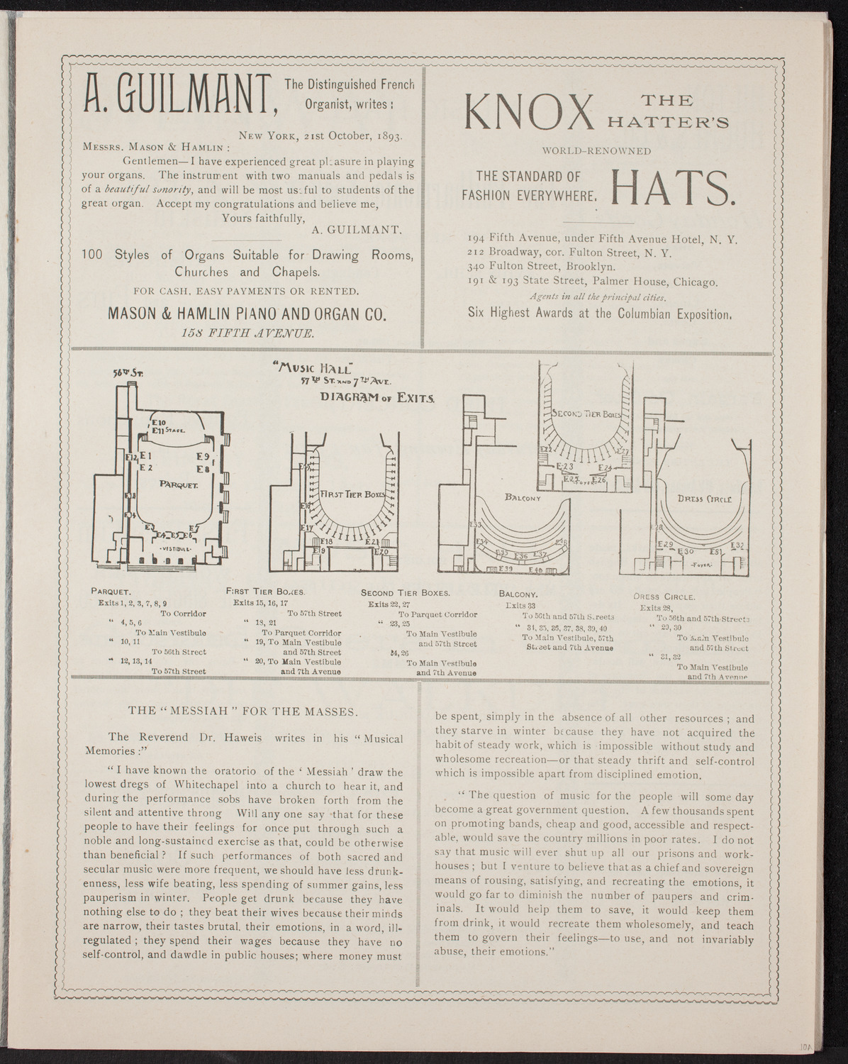 New York Philharmonic, January 13, 1894, program page 3