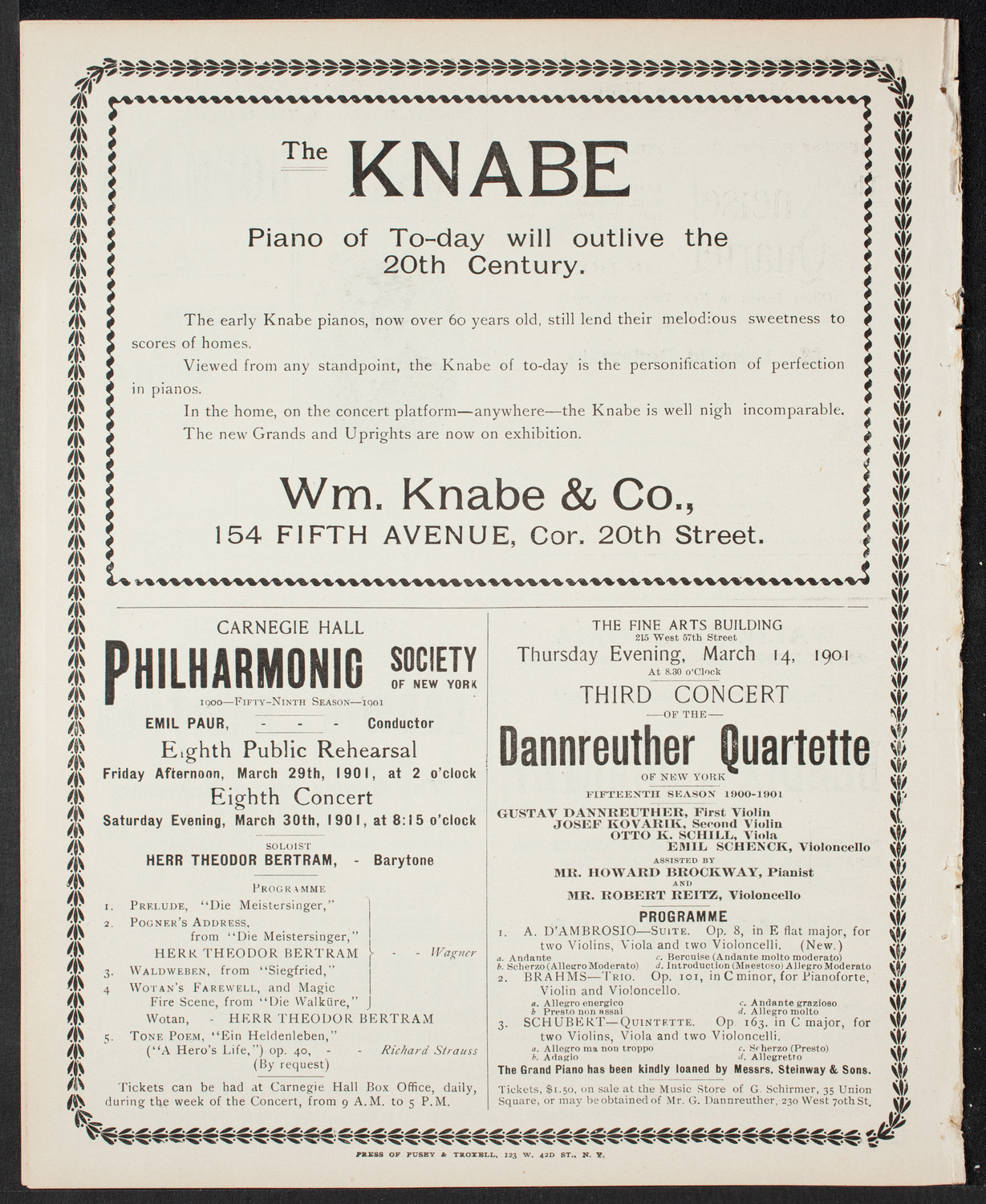 New York Philharmonic, March 9, 1901, program page 10
