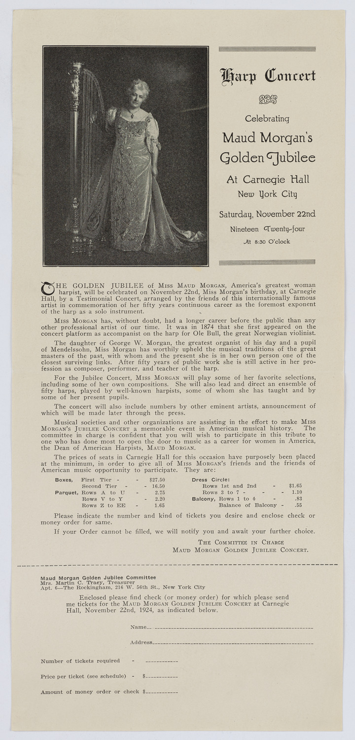 Maud Morgan Golden Jubilee Concert, November 22, 1924