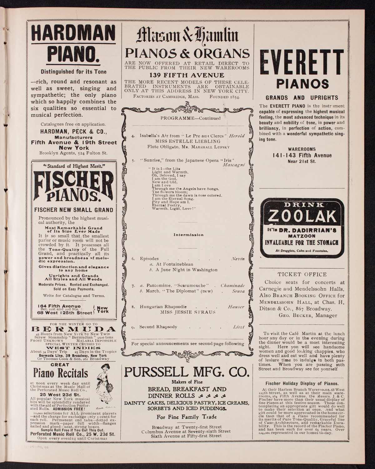 Sousa and His Band, December 25, 1904, program page 7