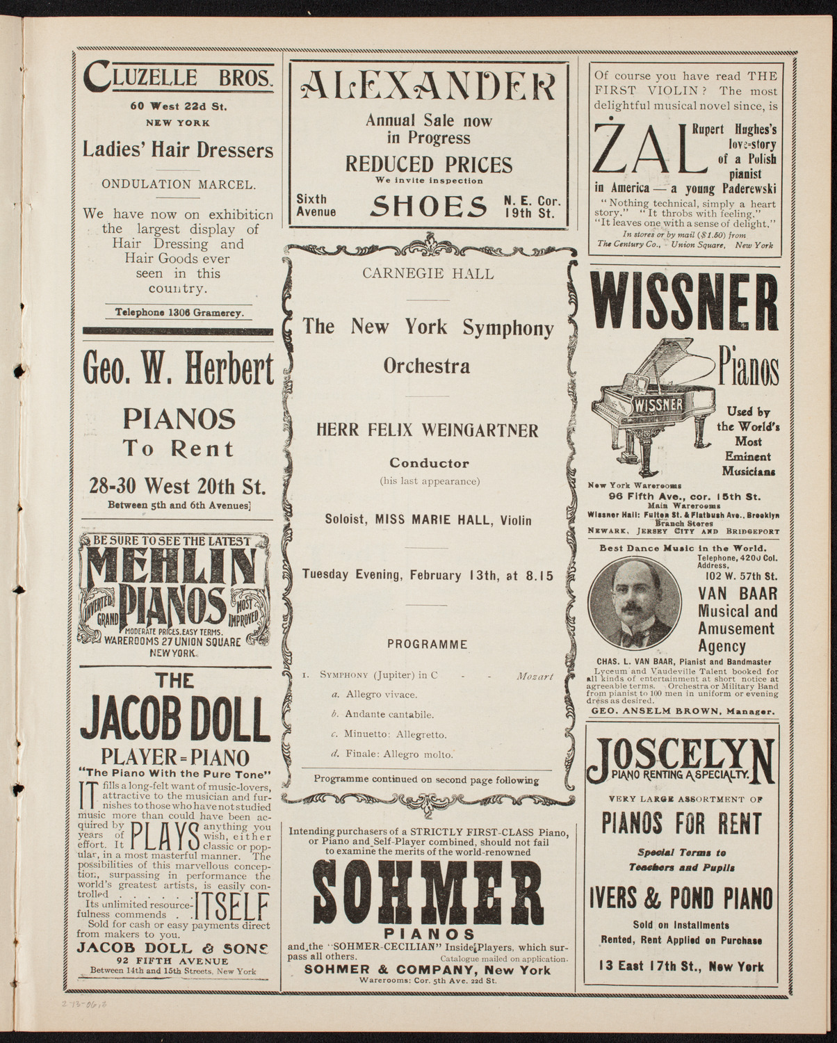New York Symphony Orchestra, February 13, 1906, program page 5