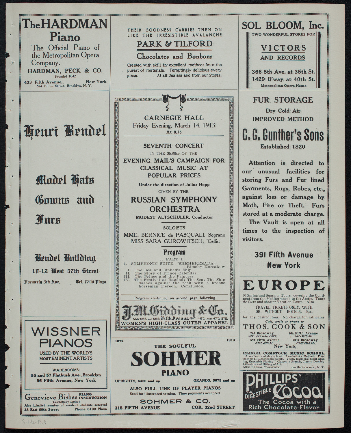 Russian Symphony Society of New York, March 14, 1913, program page 5