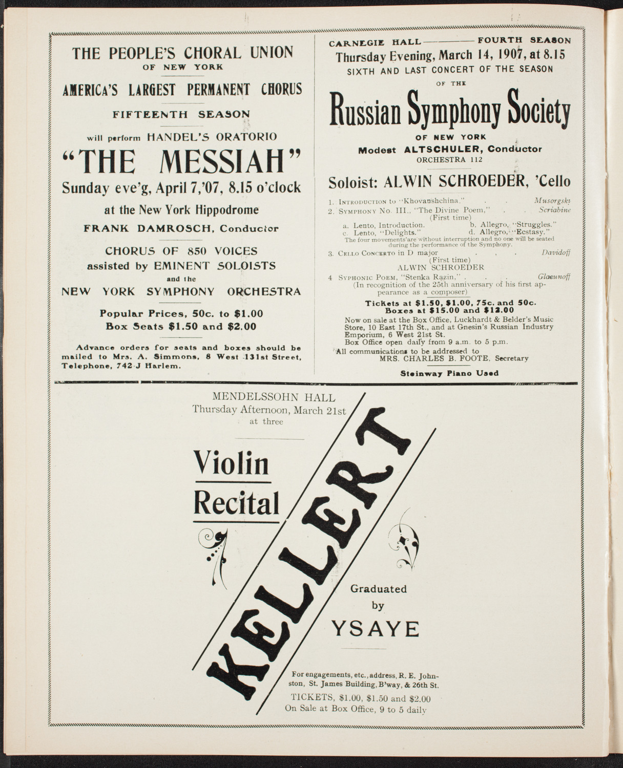 New York Symphony Orchestra, March 9, 1907, program page 10