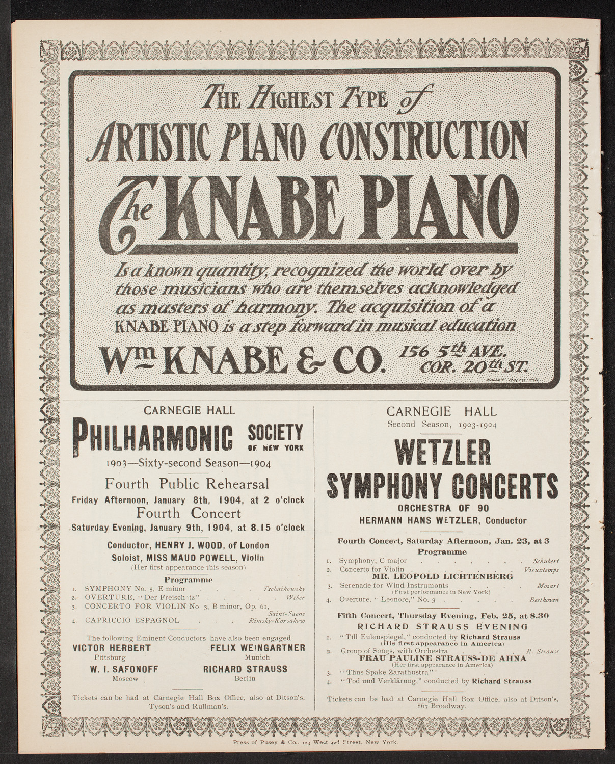 New York Philharmonic, December 19, 1903, program page 12
