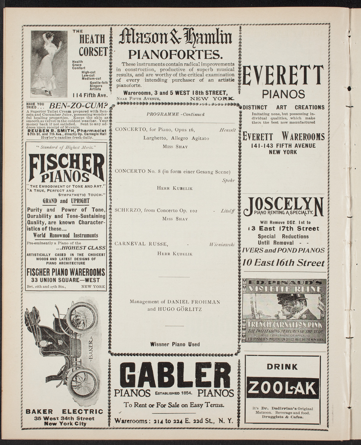 Jan Kubelik, Violin, with the Paur Symphony Orchestra, December 2, 1901, program page 8