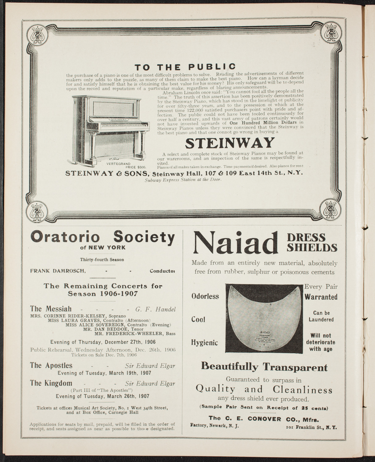 Frances Macmillen with New York Symphony Orchestra, December 7, 1906, program page 4