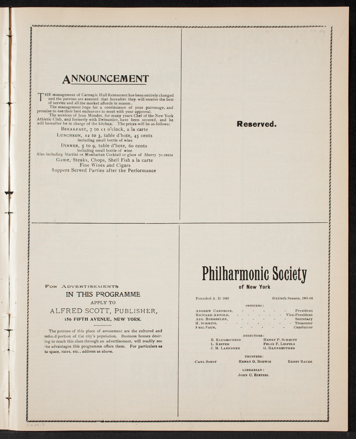 Brain Workers' League Grand Entertainment, May 11, 1902, program page 5