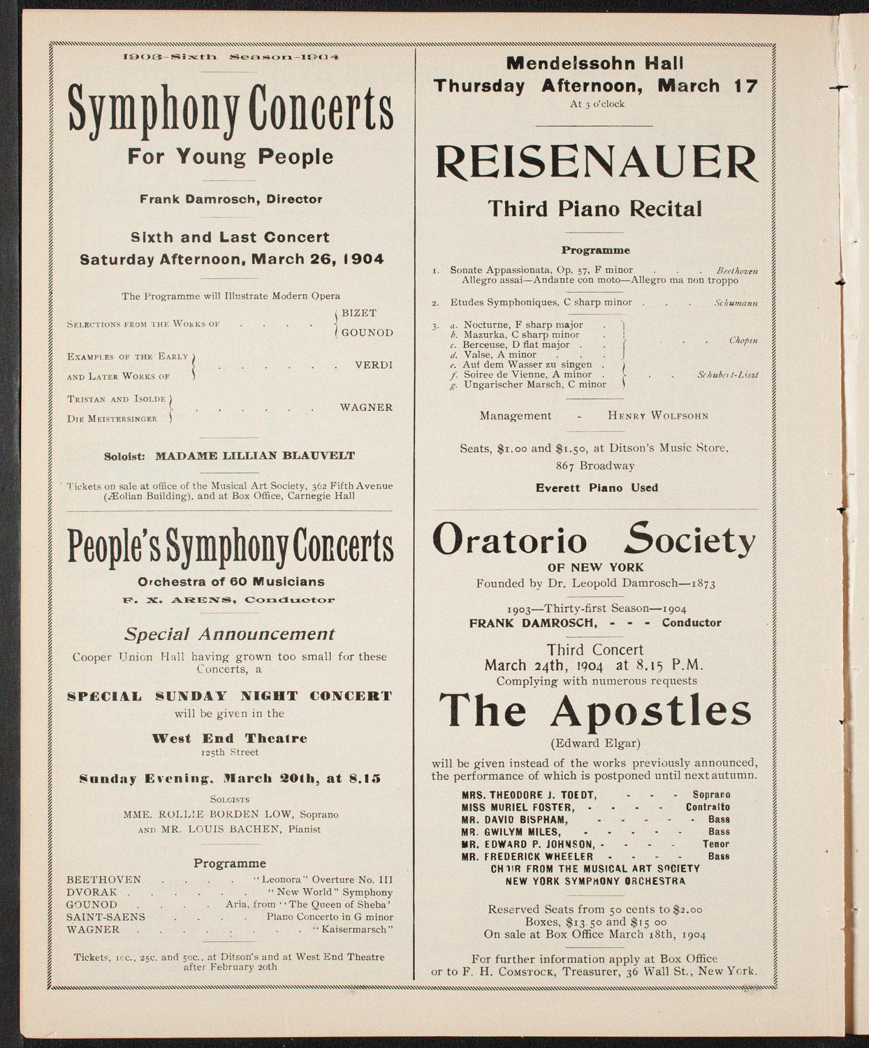 Musical Art Society of New York, March 10, 1904, program page 8