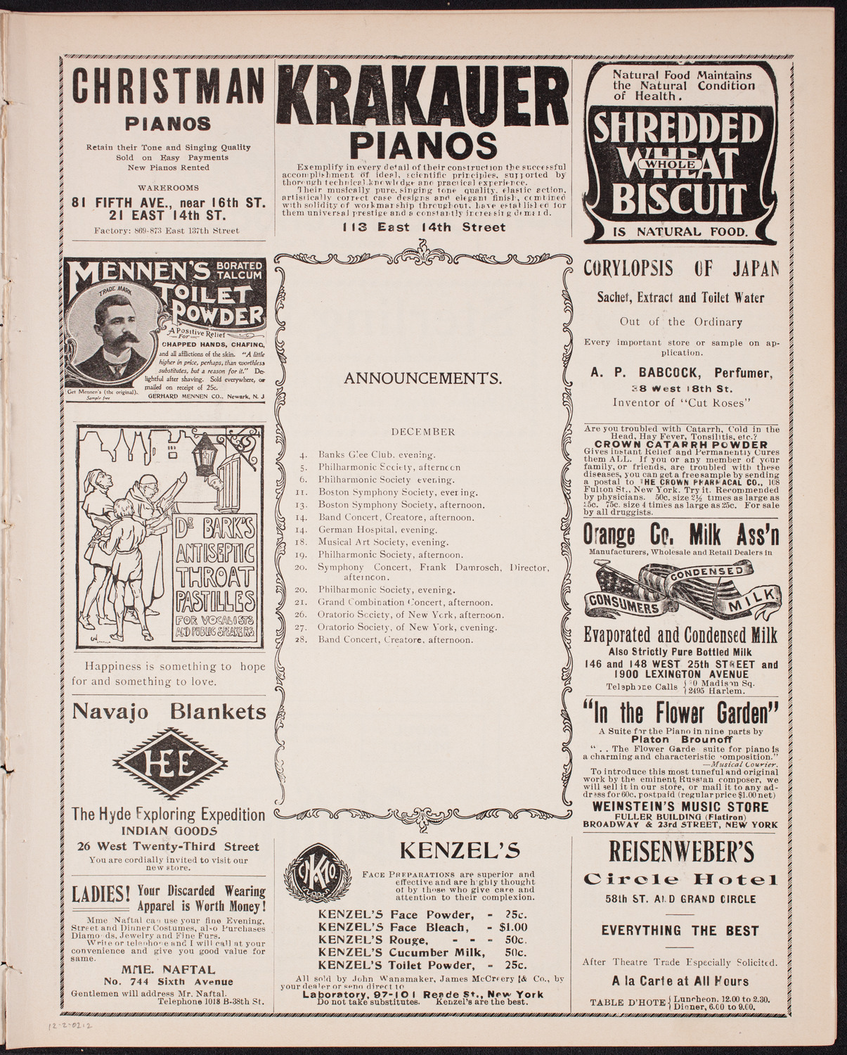 Wetzler Symphony Orchestra, December 2, 1902, program page 3