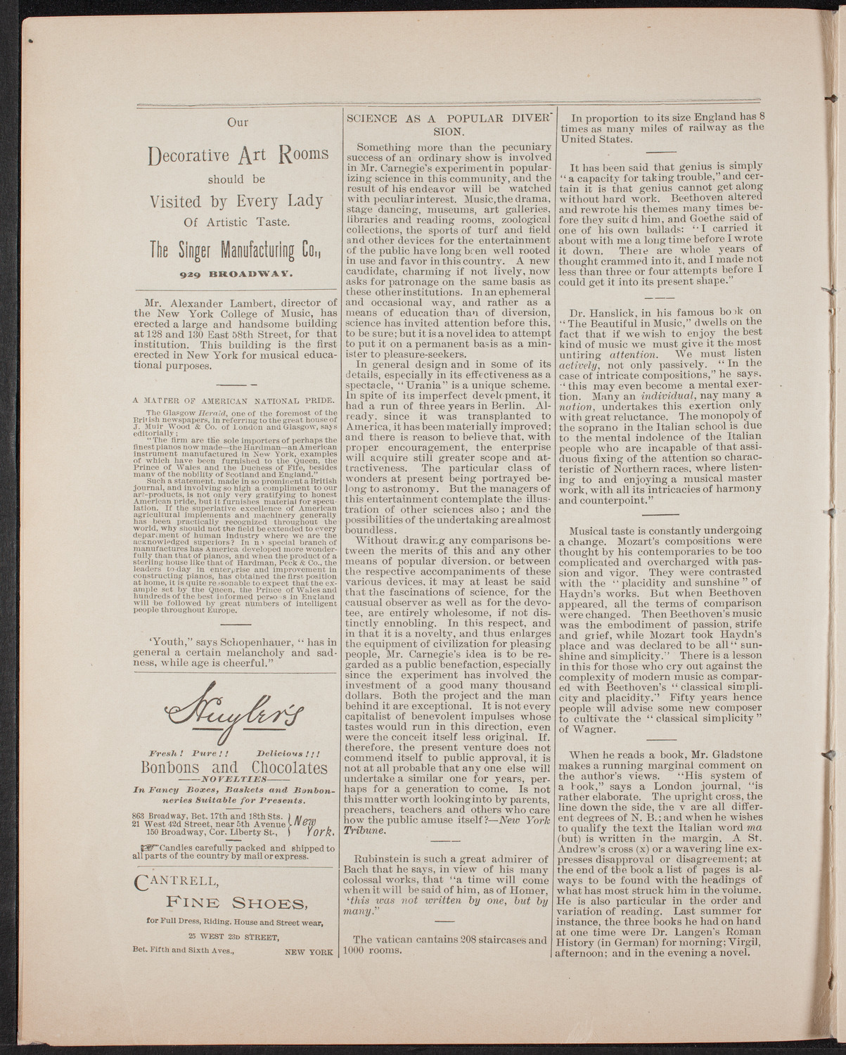Urania Scientific Theatre, April 23, 1892, program page 4