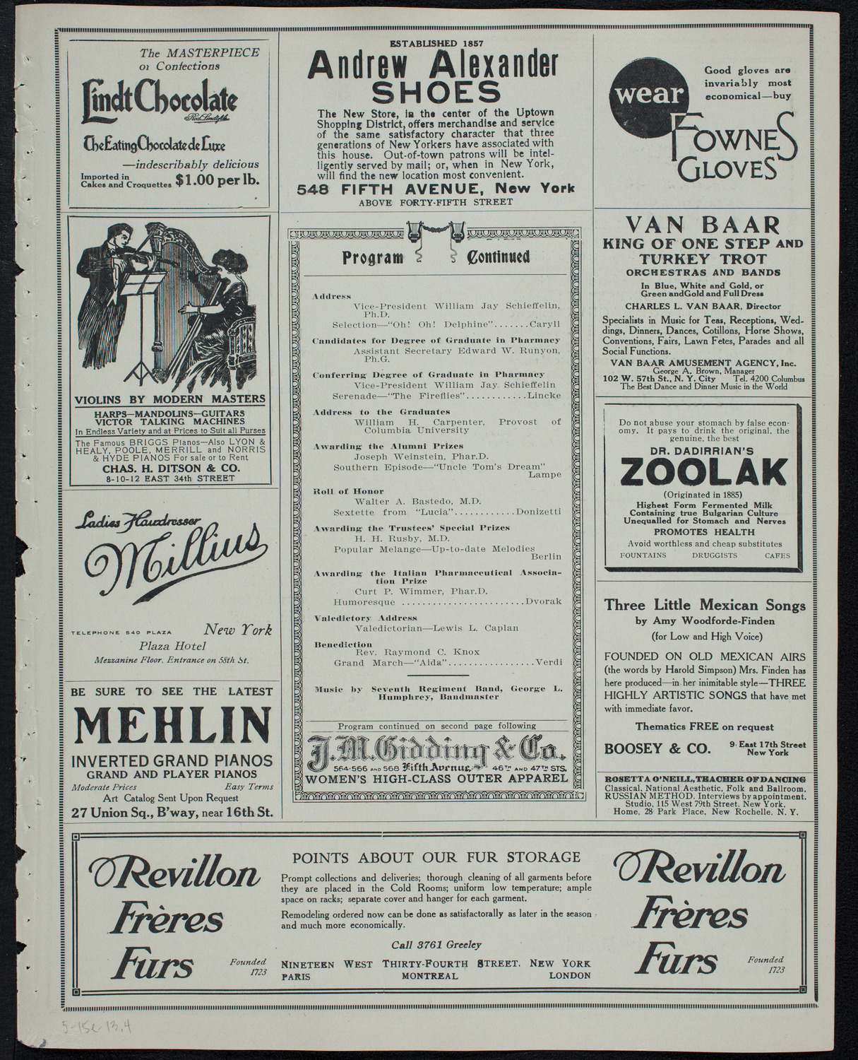 Graduation: College of Pharmacy of the City of New York, May 15, 1913, program page 7