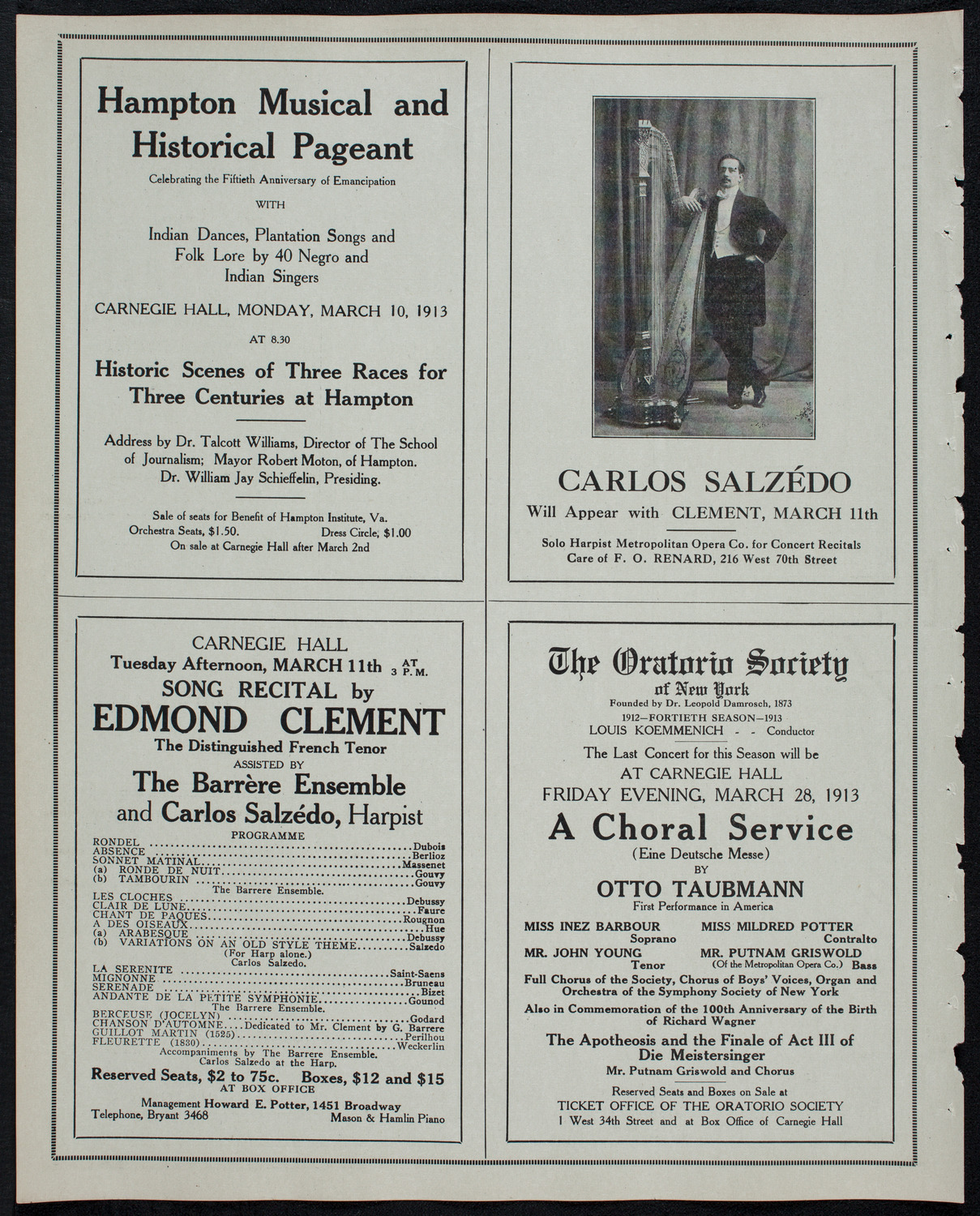 Leopold Godowsky, Piano, March 8, 1913, program page 10