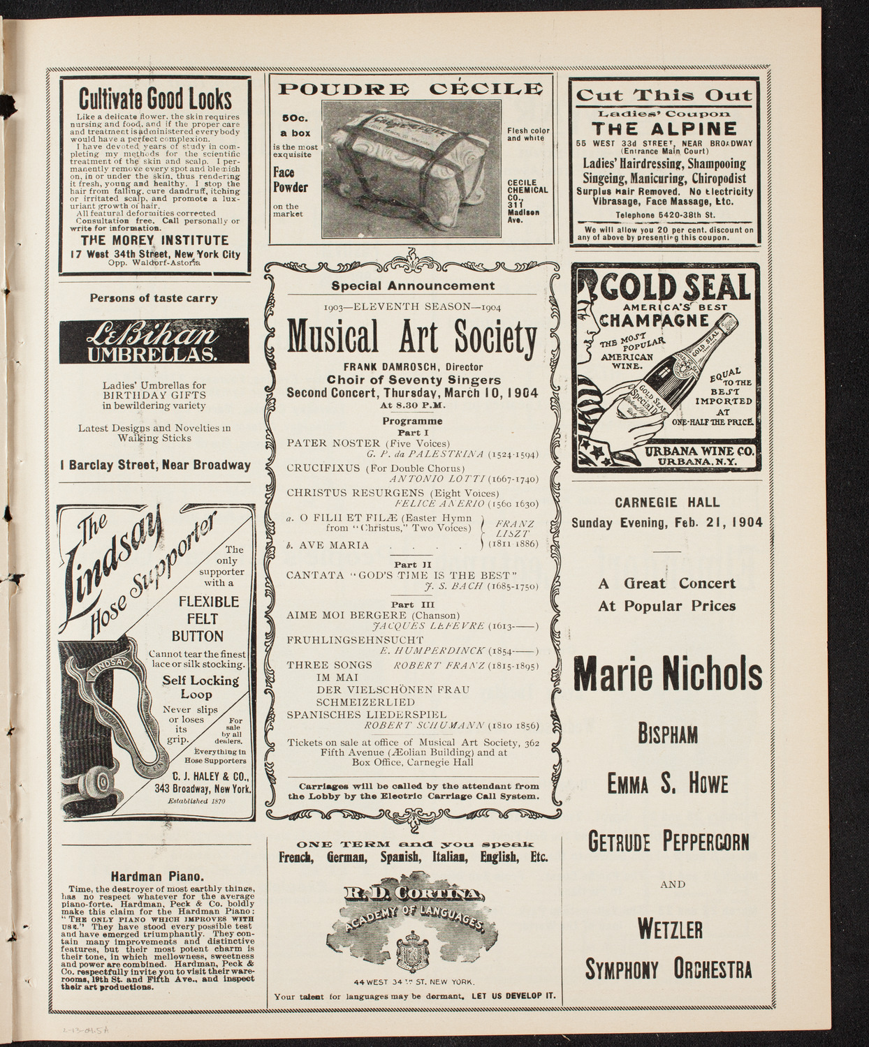 Ferruccio Busoni, Piano, February 13, 1904, program page 9