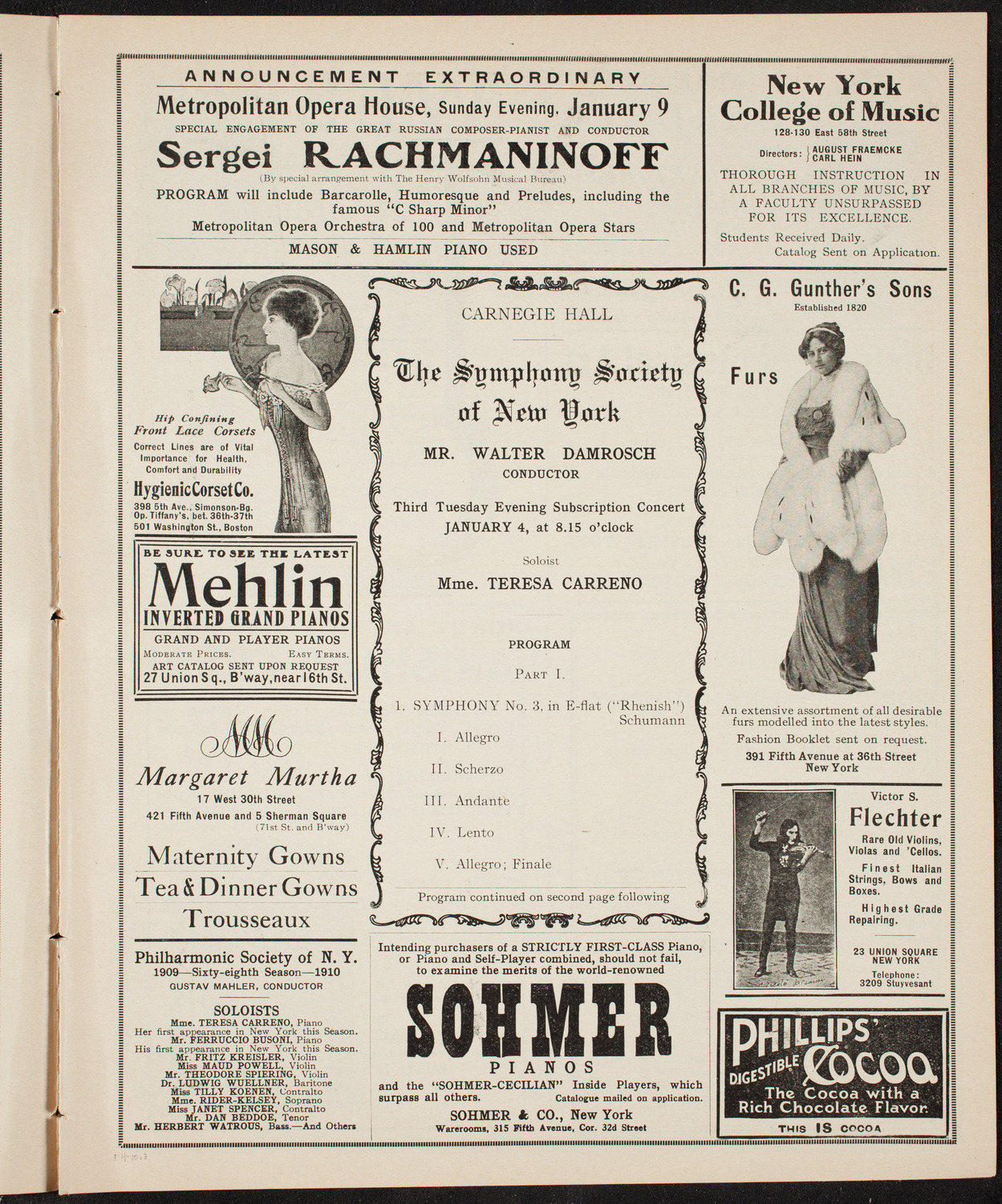 New York Symphony Orchestra, January 4, 1910, program page 5