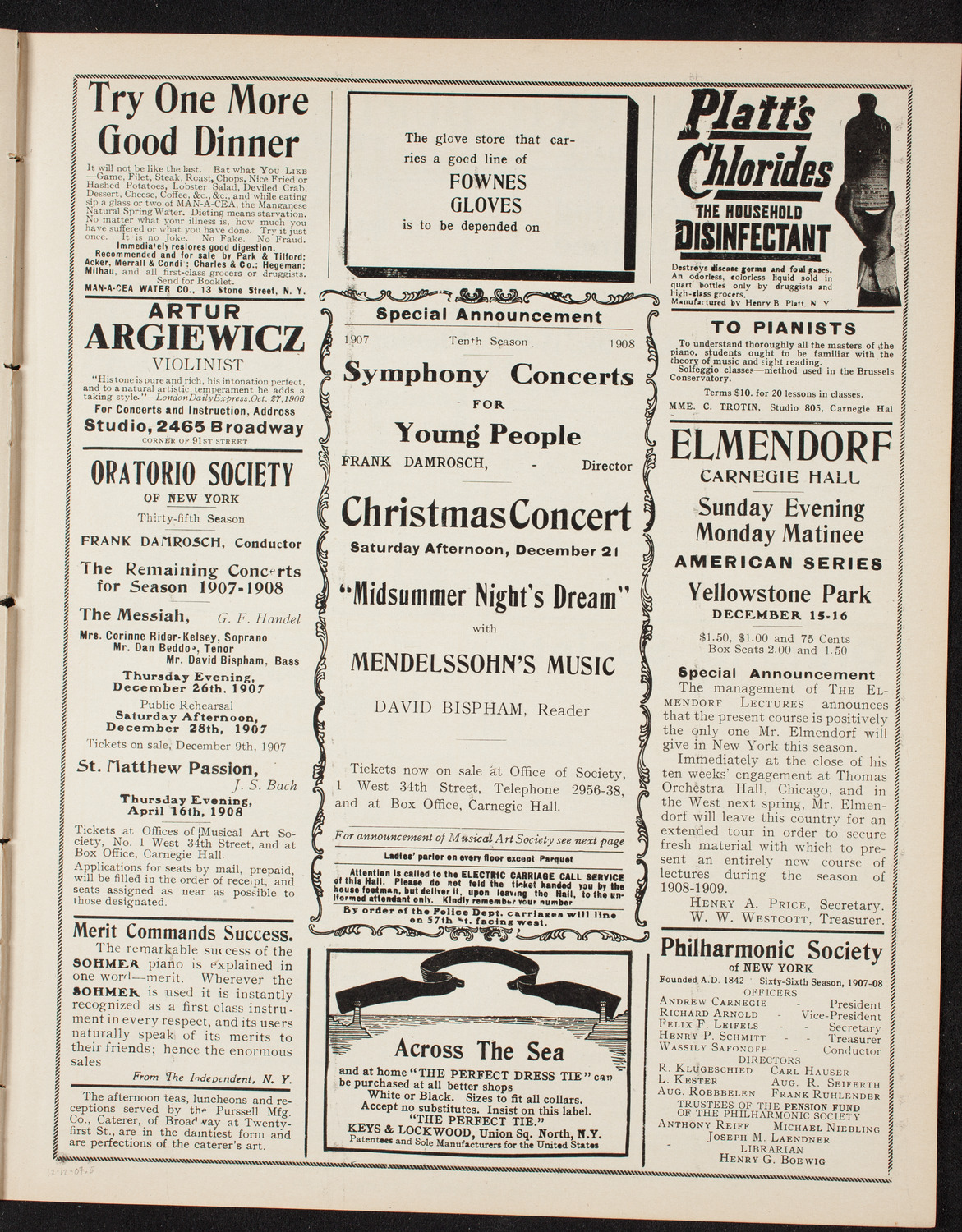 Russian Symphony Society of New York, December 12, 1907, program page 9