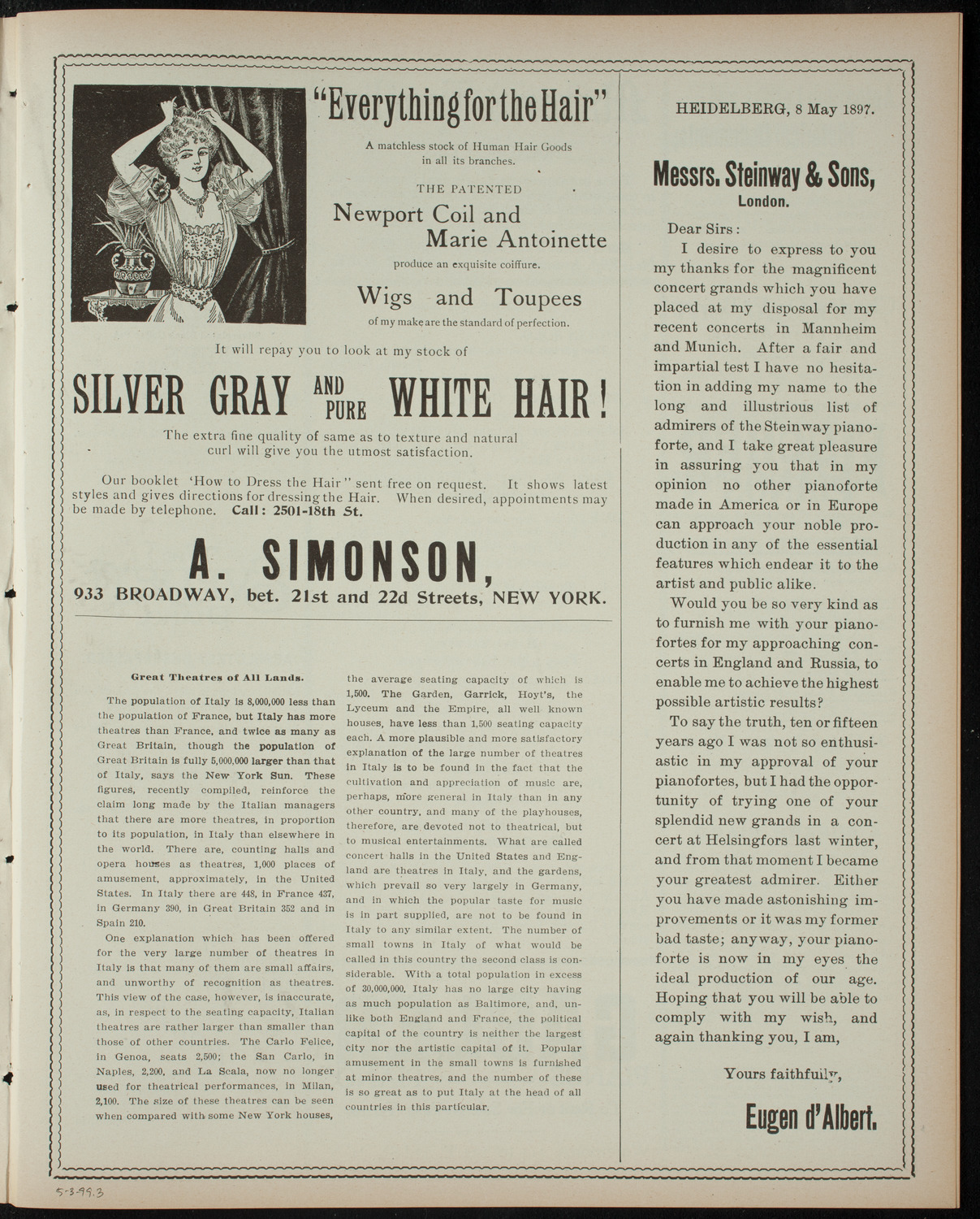 Vocal Chamber-Music Club, May 3, 1899, program page 5