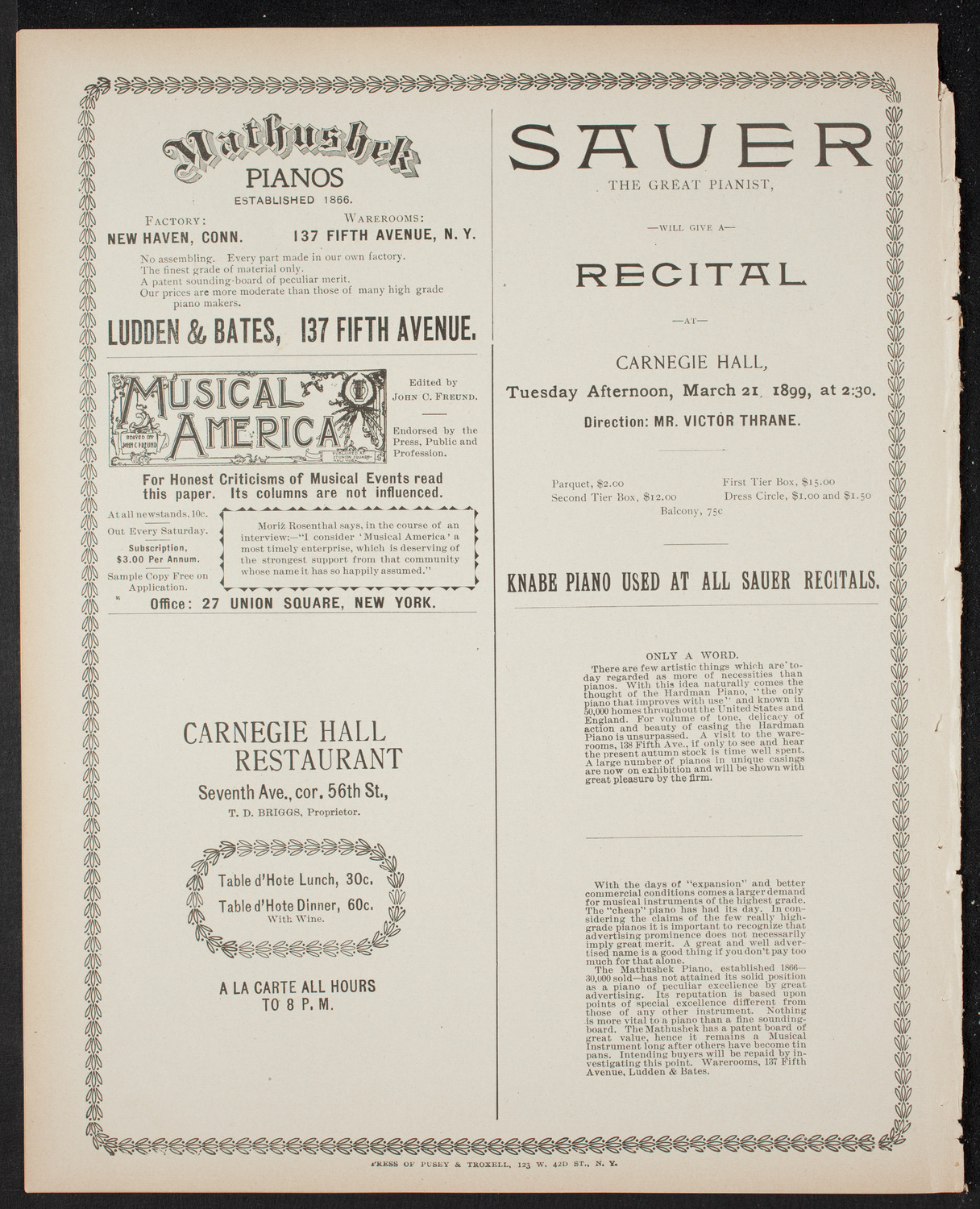 German Liederkranz, March 19, 1899, program page 8