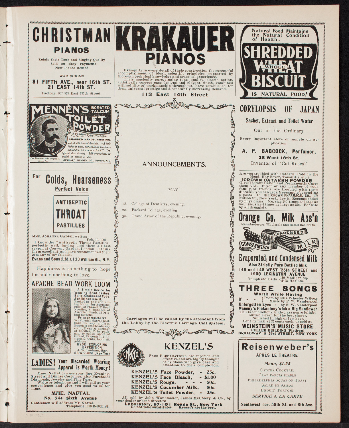 Meeting: Catholic Converts' League, May 15, 1903, program page 3
