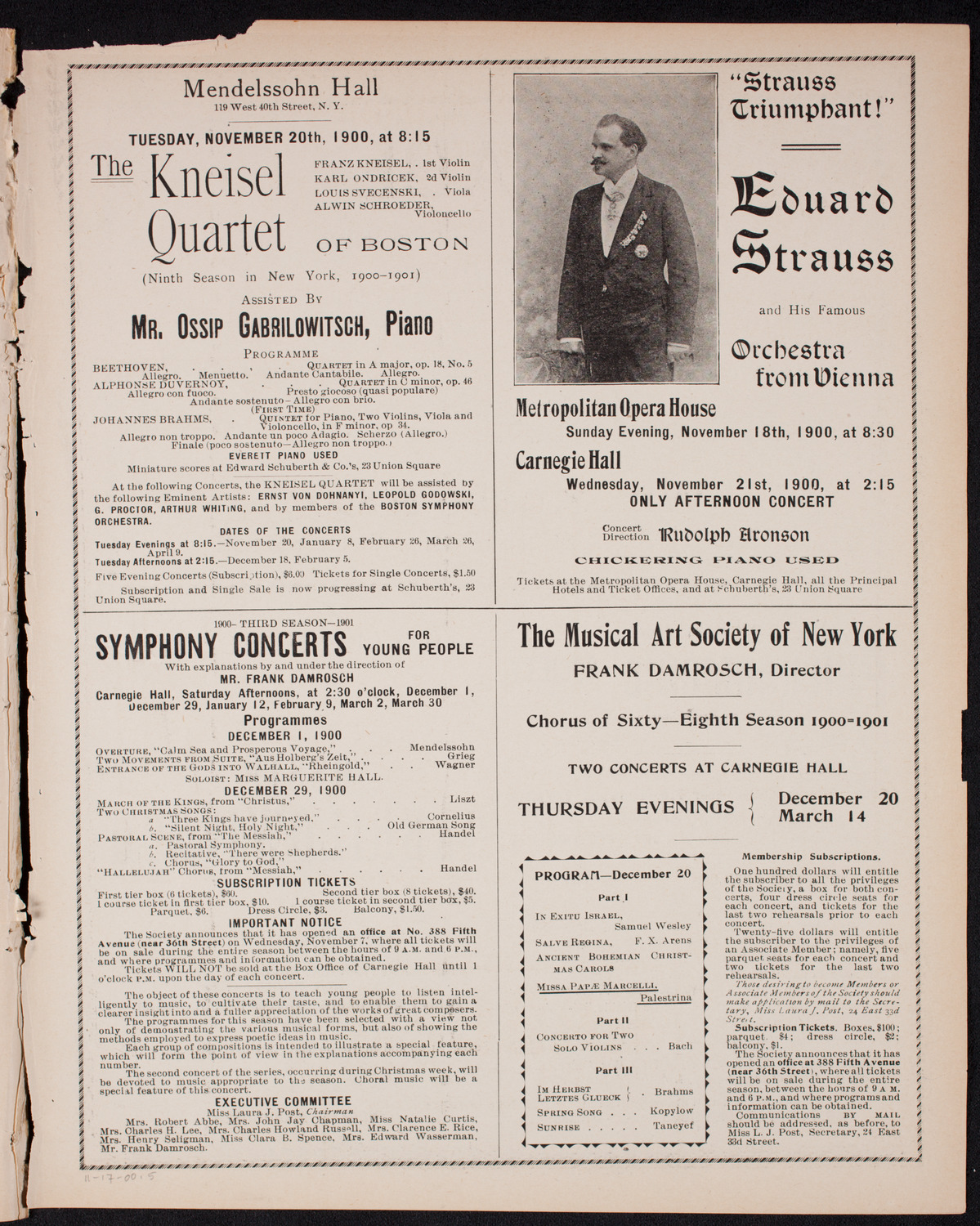 New York Philharmonic, November 17, 1900, program page 9
