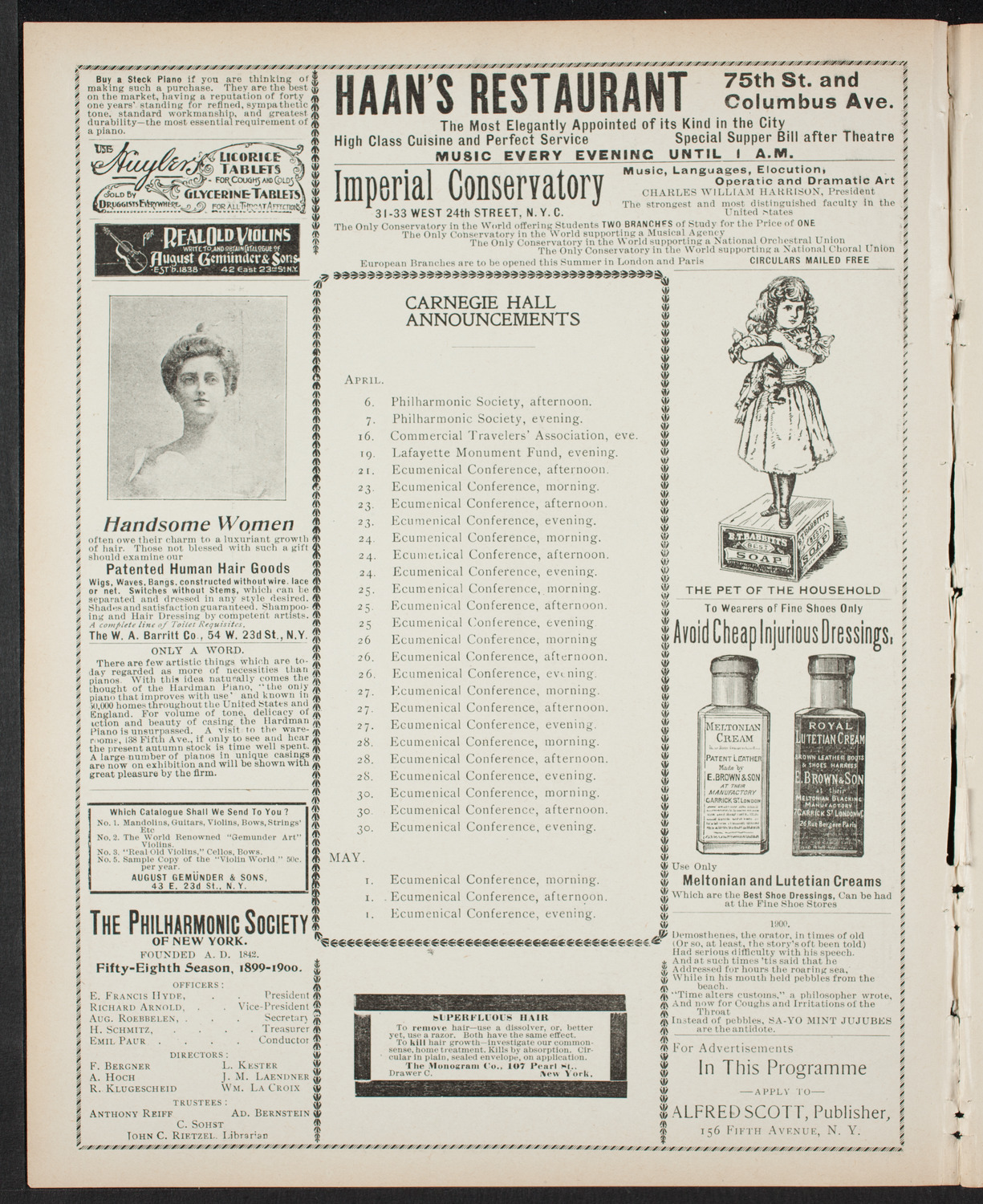Oratorio Society of New York, April 5, 1900, program page 2