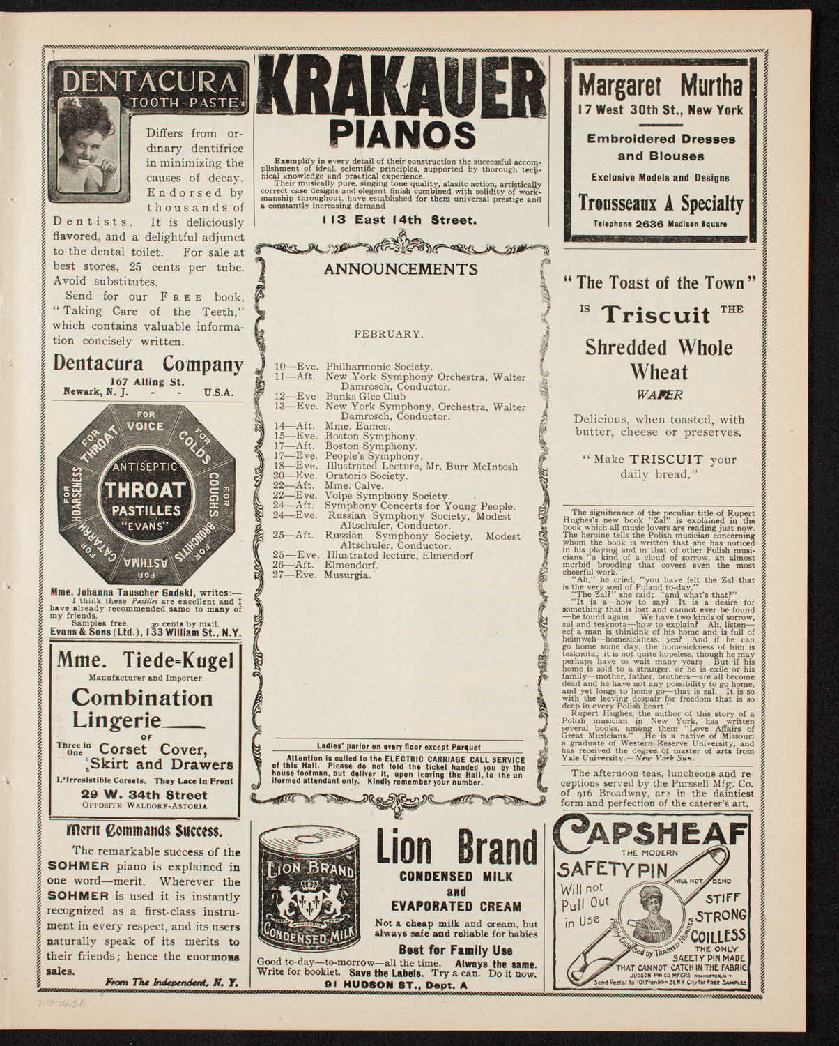 Symphony Concert for Young People, February 10, 1906, program page 3